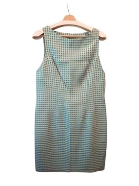 Vintage-Style Teal Gingham Sleeveless Shift Mini Dress 11/12
